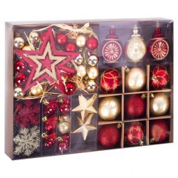 Набор елочных украшений Золотая Сказка 591714 "Red & Gold Luxury" 70шт, красный/золото, пластик