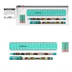 Набор канцелярский ErichKrause 54541 "Ornament" (ручки, ластик, линейка, карандаш)