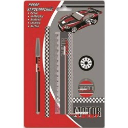 Набор канцелярский Фениикс 38030 "Авто" 5 предметов (ручка, ластик, точилка, линейка, карандаш)