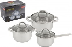 Набор посуды Mallony 981056 MEDIANO-SET-6  6пр. кастрюли: 3.6 л, 2.6 л, ковш 1,9л ; 3 крышки