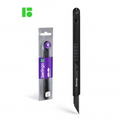 Нож канц.  9мм Berlingo BM4129 "DoubleBlack" auto-lock, черный металлический корпус 316195