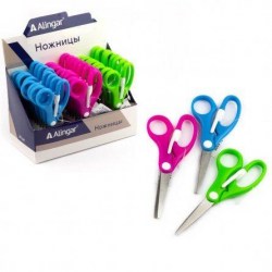 Ножницы 14,0см Alingar AL6606 "Яркое ассорти" ассорти, закругленные концы 