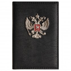 Обложка OfficeSpace PS384359 "Герб" для паспорта, черная, метал. шильд 384359
