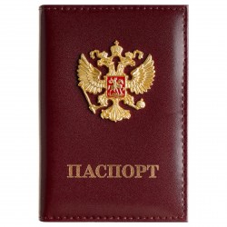 Обложка OfficeSpace PS384363 "Герб" для паспорта, бордовая, метал. шильд 384363