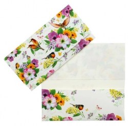 Открытка-конверт для денег Сима 00651/7558668 "Универсальный" птицы, цветы, белый фон   