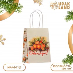 Пакет подарочный 10576031 "Атмосфера Нового года" 16х12х6см крафт 