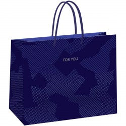 Пакет подарочный MESHU MS_61620 "Blue pattern" горизонтальный 32*26*12см 371059