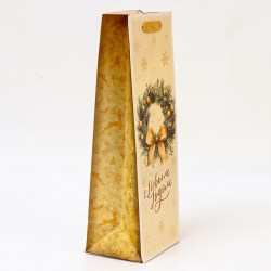 Пакет подарочный под бутылку Сима 10523033 "С Новым годом!" 13х36х10см