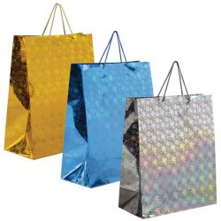 Пакет подарочный Золотая Сказка 609613 Новогодний "Голография XXL" ассорти 41*19*49см 