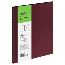 Папка  20 вкладышей Стамм ММ-32062 "Диагональ" А4, гранат 14мм, 700мкм, на спирали 377853