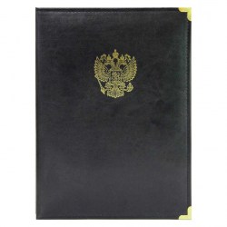 Папка адресная "С Российским орлом" А4 иск кожа пухлая прош по краю черная 2уголка ПКЗГ4002-303-у2 (
