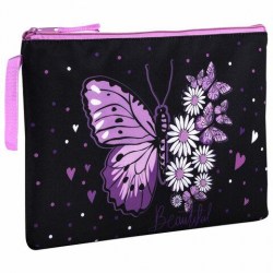 Папка д/тетрадей А4 Brauberg 271475 "Flower butterfly" 1 отделение, на молнии, с ручкой