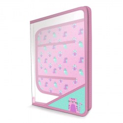 Папка д/труда А4 Феникс 48149 "Розовый хвост" на молнии, с внутренним блоком, пластик