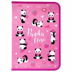 Папка д/труда Юнландия 270983 А4 "Panda time" на молнии, откидная планка, пластик