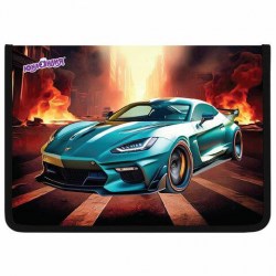Папка д/труда Юнландия 272223 А4 "Fire car" на молнии, откидная планка, пластик