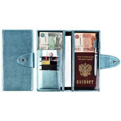 Папка Феникс 48396 органайзер д/путешествий НАППА ГОЛУБОЙ МЕТАЛЛИК 110х220мм