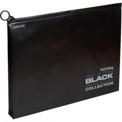Папка на молнии А4 deVENTE 3071326 "Total black" с расширением, черная 180мкм