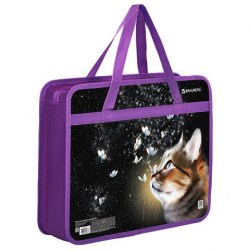 Папка-сумка А4 Brauberg 270868 "Dream cat" 80мм, на молнии с ручками 