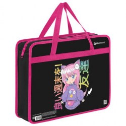 Папка-сумка А4 Brauberg 272162 "Anime girl" 80мм, на молнии с ручками 