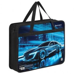 Папка-сумка А4 Brauberg 272169 "Night driver" 80мм, на молнии с ручками 