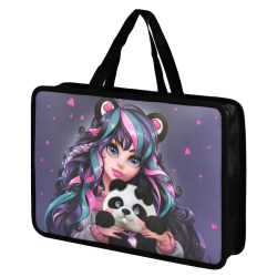 Папка-сумка А4 Феникс 66338 "Девушка с пандой" 95мм, на молнии с ручками 