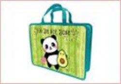 Папка-сумка А4 Lamark DC0035-02 "Панда+Авокадо" 1 отд. 70мм, на молнии с ручками 