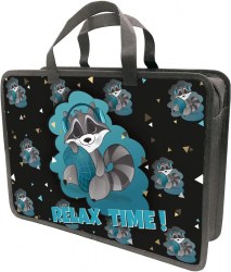 Папка-сумка А4 Lamark DC0035-08 "RELAX TIME" 1 отд. 70мм, на молнии с ручками 