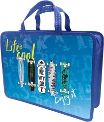 Папка-сумка А4 Lamark DC0035-11 "SKATEBOARD" 1 отд. 70мм, на молнии с ручками 