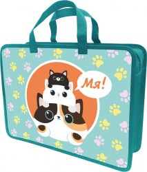 Папка-сумка А4 Lamark DC0035-28 "Мя!" 1 отд., на молнии с ручками 