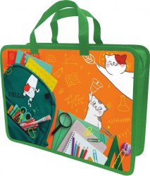 Папка-сумка А4 Lamark DC0035-30 "Кот-звонок" 1 отд. 70мм, на молнии с ручками 