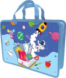 Папка-сумка А4 Lamark DC0035-34 "Космос" 1 отд. 70мм, на молнии с ручками 