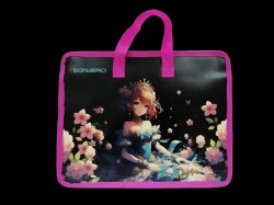 Папка-сумка Sanvero FL2003 "Принцесса" 100мм, на молнии с ручками 