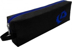 Пенал Lamark 0028 с ручкой, 1 отделение, синяя молния, черный 21*7*3,5см