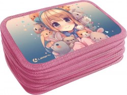Пенал Lamark PB0063-11 " Ушки", 3 отделения на молнии 125х205х55мм