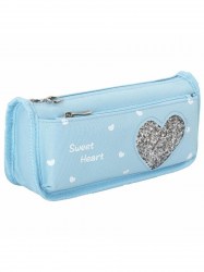 Пенал Юнландия 270257 "Heart" 2 отделения, мятный, на молнии 21*6*9см 