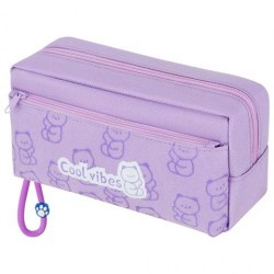 Пенал Юнландия 273821 "Cool vibes" 2 отделения, лавандовый, на молнии 21*9*8см 