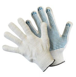 Перчатки х/б PHB3N белые вязаные c ПВХ точкой 32г 10класс АДМ  