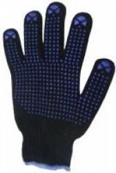 Перчатки х/б с ПВХ /точка/ 7,5класс 5-нитей черные ЛЮКС 7019/7058 /Юнипак/ 207