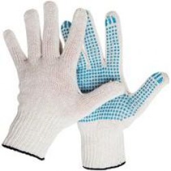 Перчатки х/б с ПВХ (точка) Эконом OfficeClean 4-нити белые 241553