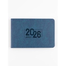 Планинг А6+ 2026г. Альфа-Тренд 310108 "Бергамо" синий, на резинке, тв. переплет, 64л, ляссе