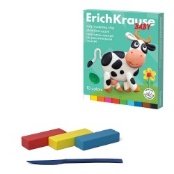 Пластилин 10цв. ErichKrause 61324 Baby на растительной основе Алоэ Вера, мягкий, со стеком 200г