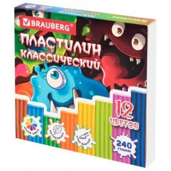 Пластилин 12цв. Brauberg 107356 "Монстрики" 240г, стек