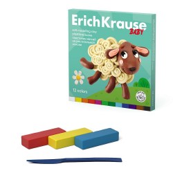 Пластилин 12цв. ErichKrause 61325 Baby на растительной основе Алоэ Вера, мягкий, со стеком 240г