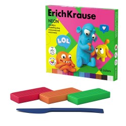 Пластилин 12цв. ErichKrause 61355 "Веселые друзья Неон" стек, 216г.