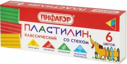 Пластилин  6цв. ПИФАГОР Веселая такса 90г со стеком 106674