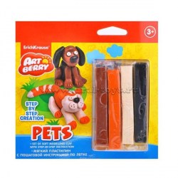 Пластилин мягкий ErichKrause 38537/38540/38539/38541 "Pets" 4цв., с инструкцией по лепке