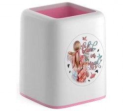 Подставка д/канц.принадлежностей ErichKrause 58021 Forte, Fashion Girls, белая с розовой пастельной 