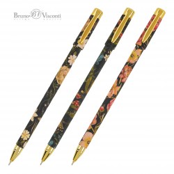 Ручка Bruno Visconti 20-0215/75 "HeppyWrite. Flora. Black Night" синяя 0,38мм, Soft Touch
