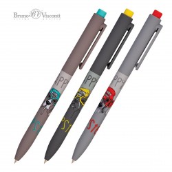 Ручка Bruno Visconti 20-0297/08 FunClick "Псы на стиле" синяя 0,7мм автомат, ассорти