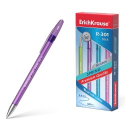 Ручка гелевая ErichKrause 53348 синяя R-301 Gel Stick Spring, 0,5мм, ассорти